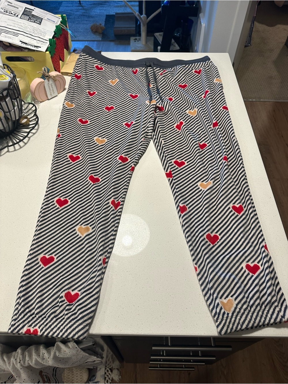 Secret Treasure striped Black & White Heart-Print Lounge Joggers 2x